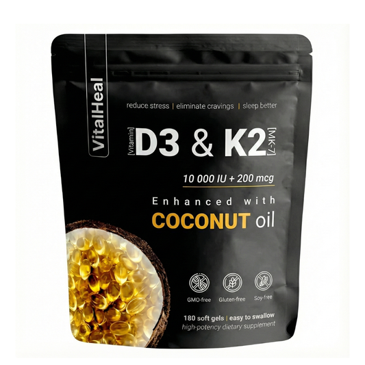 High Potency Vitamin D3 & K2 | 10,000 IU D3 + 200 mcg K2 – Joint, Bone & Immune Support
