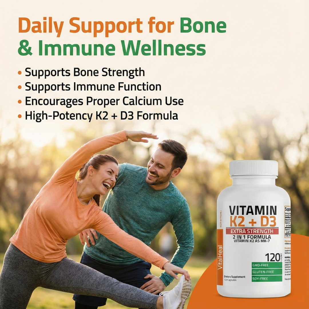 Vitamin K2 + D3 Extra Strength – Vitamin K2 MK-7 with 10,000 IU for Bone & Immune Support