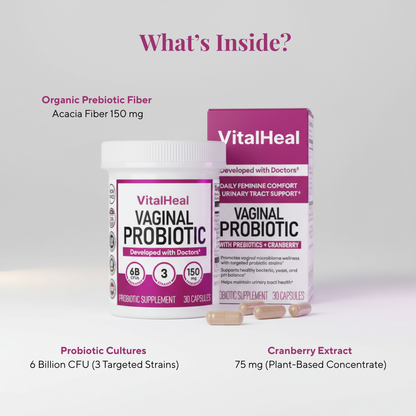 Vaginal Probiotic – With Prebiotics + Cranberry | Daily Probiotic for Women’s pH & Microbiome Balance