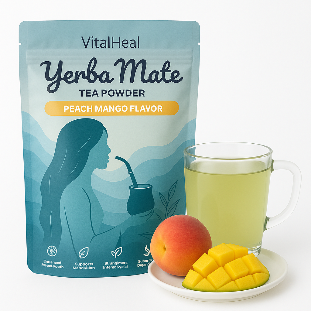 Yerba Mate Tea Powder – Peach Mango | Natural Energy & Focus Drink