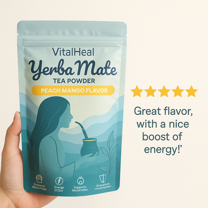 Yerba Mate Tea Powder – Peach Mango | Natural Energy & Focus Drink
