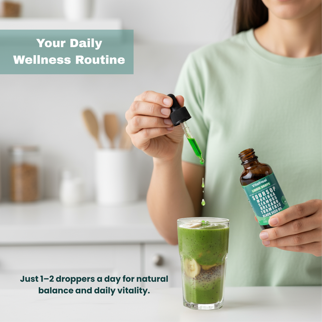 Pure Soursop 10-in-1 Liquid Drops with Moringa & Black Seed Oil – Immune & Energy Support