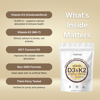 High Potency D3 K2 Supplement Softgels – 10000 IU