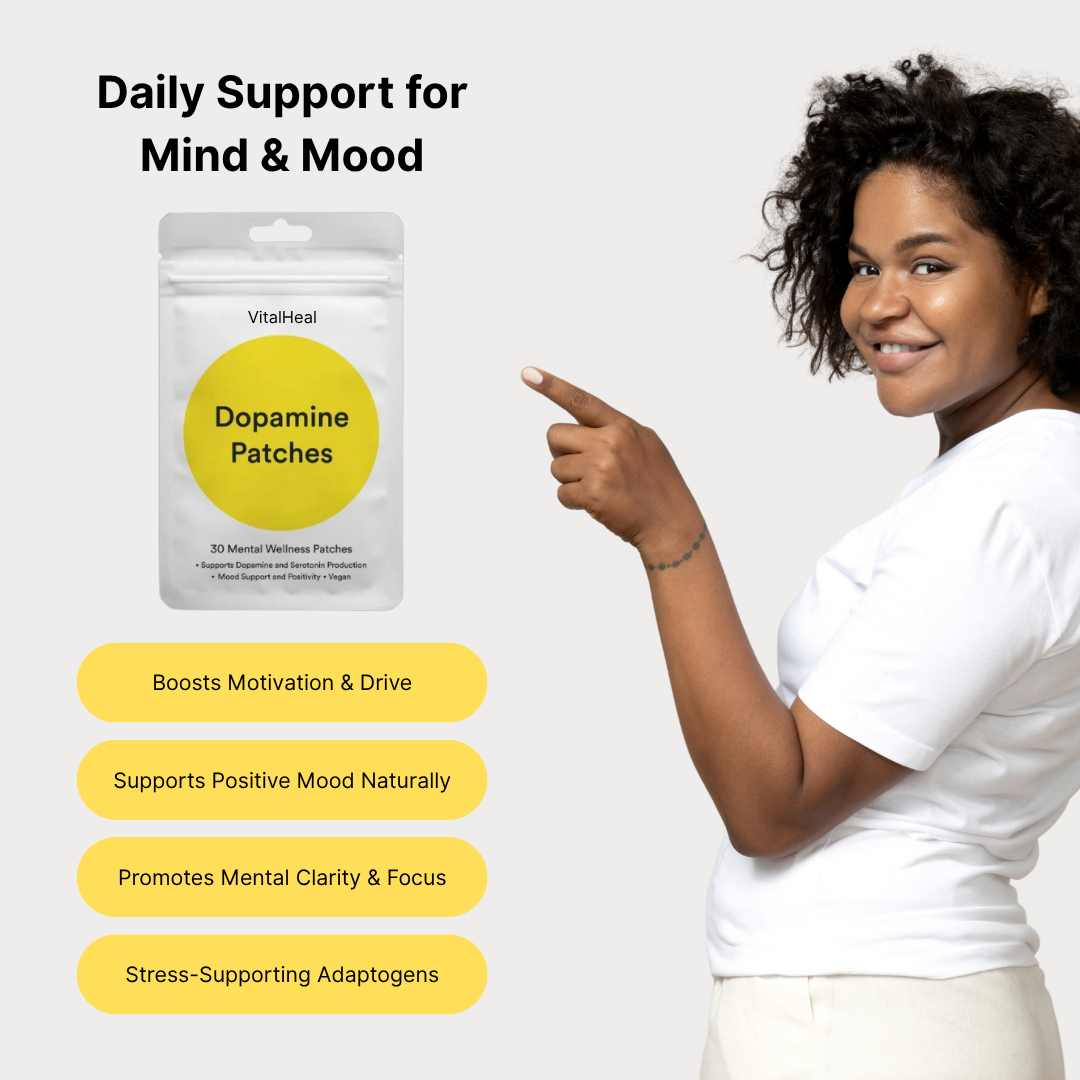 Dopamine Booster Patches – Natural Mood Enhancer & Motivation Supplement (30 Vegan Patches)