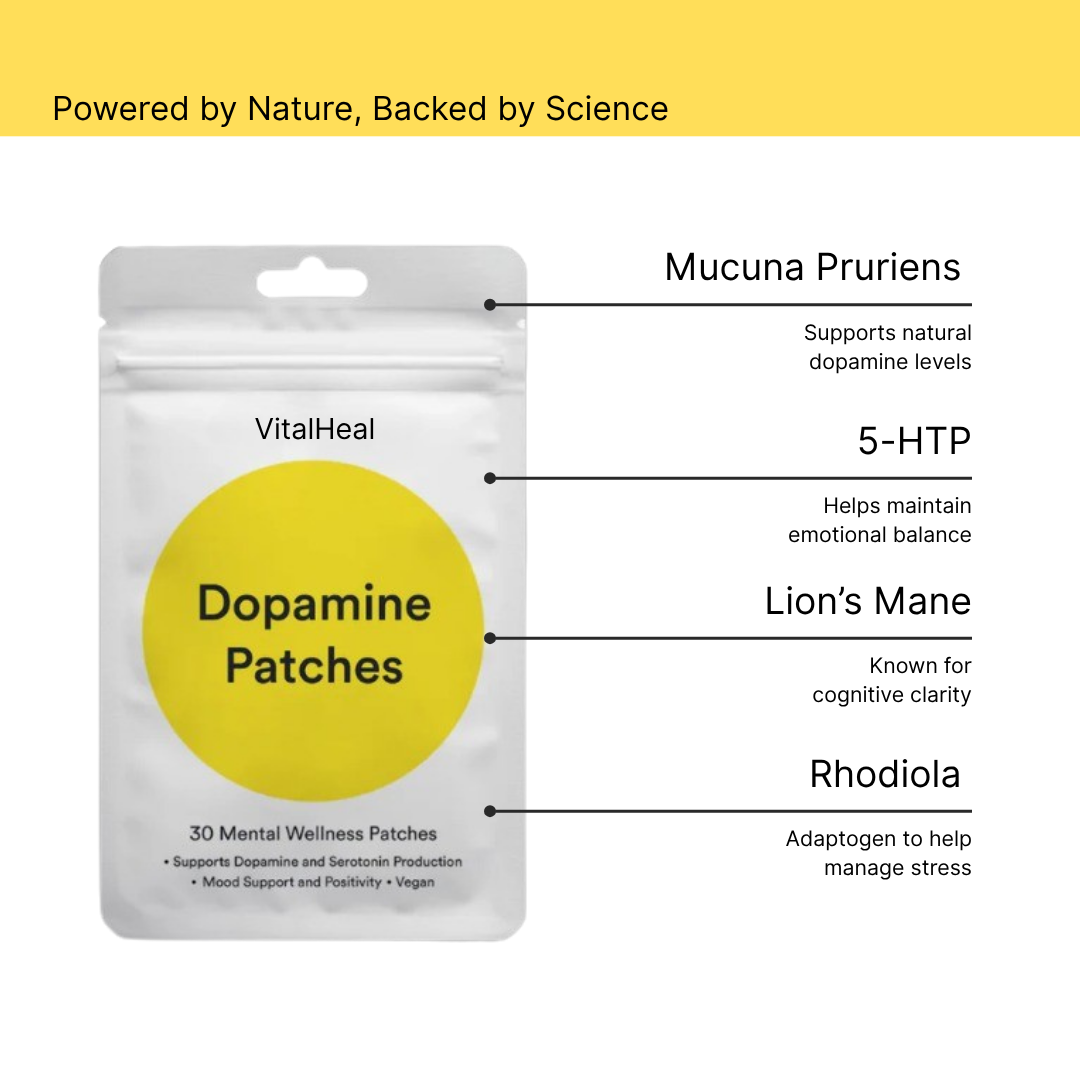Dopamine Booster Patches – Natural Mood Enhancer & Motivation Supplement (30 Vegan Patches)