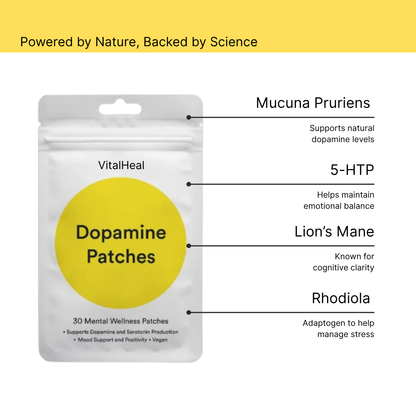 Dopamine Booster Patches – Natural Mood Enhancer & Motivation Supplement (30 Vegan Patches)