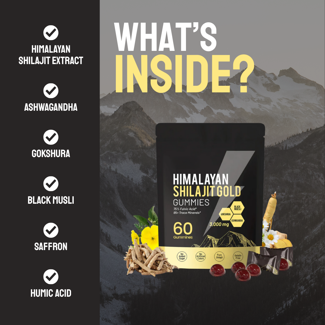 Pure Himalayan Shilajit Gold Gummies – Energy, Focus & Vitality Support