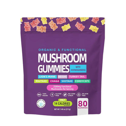 Mushroom Gummies – Lion’s Mane, Reishi, Chaga, Cordyceps & Ashwagandha