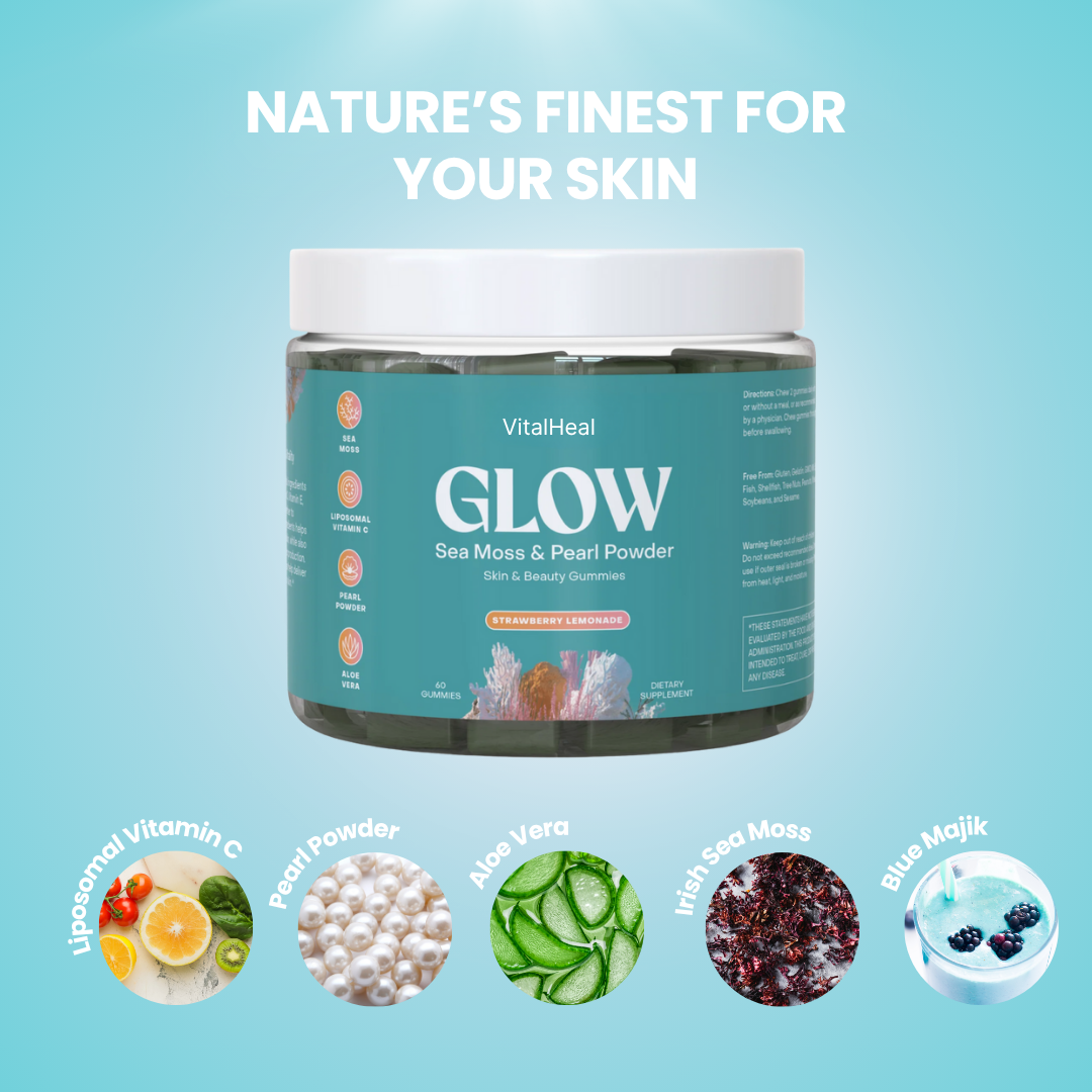Glow Sea Moss & Pearl Powder Gummies – Plant-Based Skin Support for Hydration & Radiance