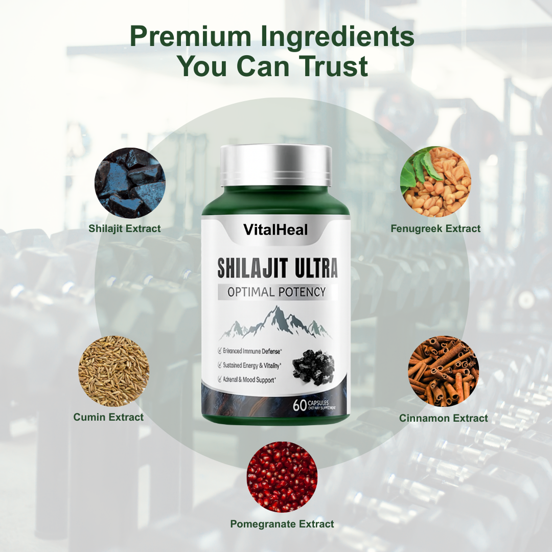 Shilajit Ultra – Optimal Potency  Pure Himalayan Resin | 85+ Trace Minerals | Energy, Cognitive & Vitality Support | Extra Strength Capsules