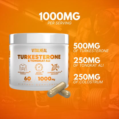 Natural Supplement with Turkesterone & Tongkat Ali 1000mg | Support Strength, Energy & Performance