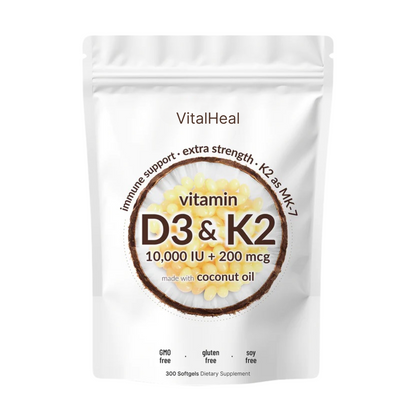 High Potency D3 K2 Supplement Softgels – 10000 IU
