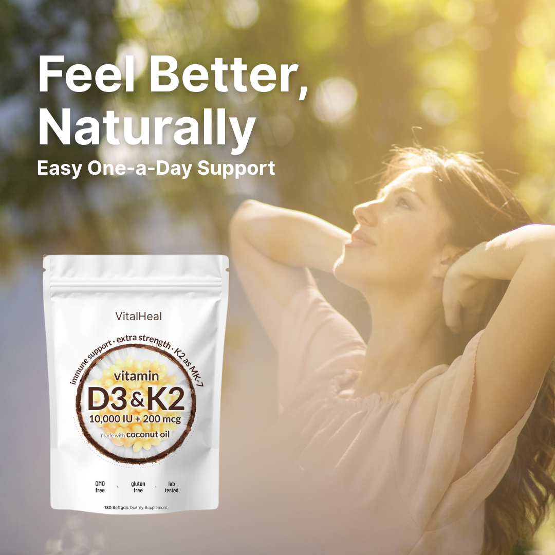 High Potency D3 K2 Supplement Softgels – 10000 IU